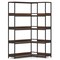 Walnut Metal Engineered Wood L-Shaped Bookshelf with 5 Shelves and Anti-Tip Kits